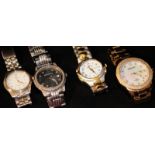 Four gents quartz watches to include Diamond & Co and Ingersoll Gems. All seen working except