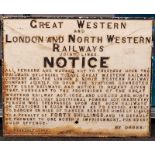A great western railway sign, 68cm x 55cm (examine)