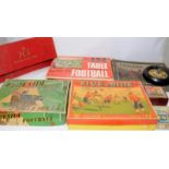 Collection of vintage board games To include Pepys 5-a-side with lead playing figures and Minoru