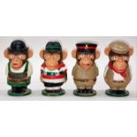 PG Tips vintage 1970's set of chimp egg cups to include Mr Shifter, Cyril the Cyclist, Sergeant