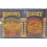 Vintage wooden "Hamsons Bakery" advertising sign 90x61cm.