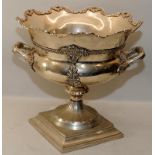 Very large decorative silver plated two handled rose bowl standing 32cms tall