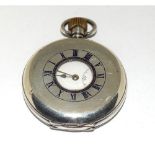 Silver top wind half hunter pocket watch 50mm, running when catalogued