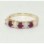 Opal/Ruby silver ring Size Q