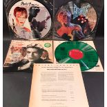 DAVID BOWIE VINYLS X 3 (PICTURE & COLORED DISC’S). 2 picture disc albums here with the first