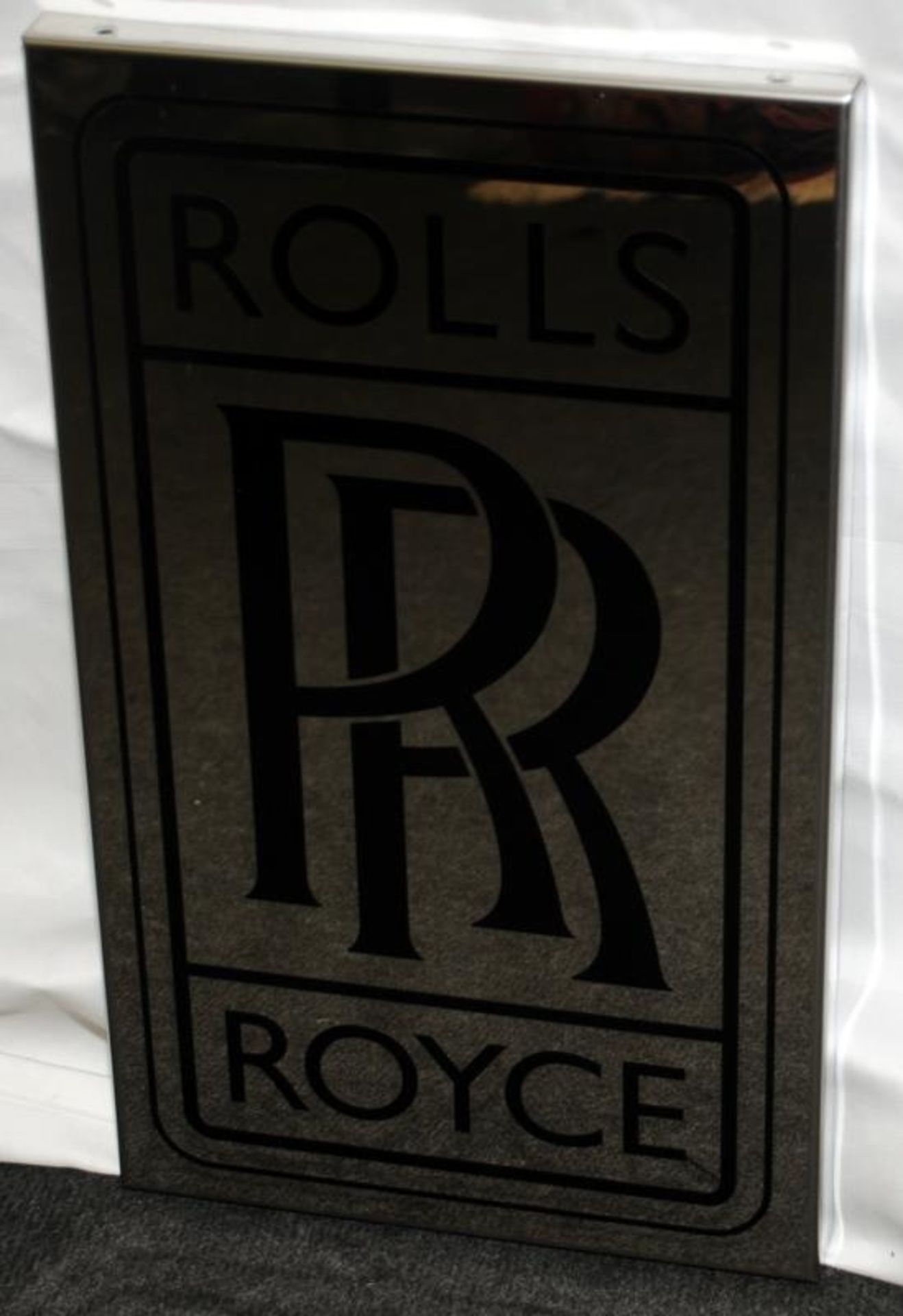 Stainless steel contemporary Rolls Royce advertising sign 27x44cm. - Image 2 of 4