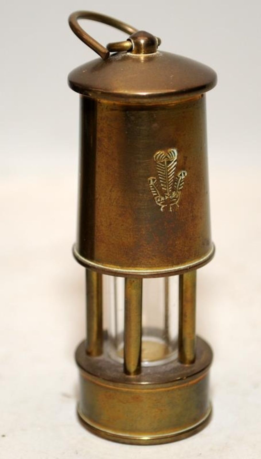 E Thomas & Williams Aberdare brass miners lamp c/w a vintage miniature example - Image 3 of 3