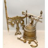 Vintage brass bell with wall bracket