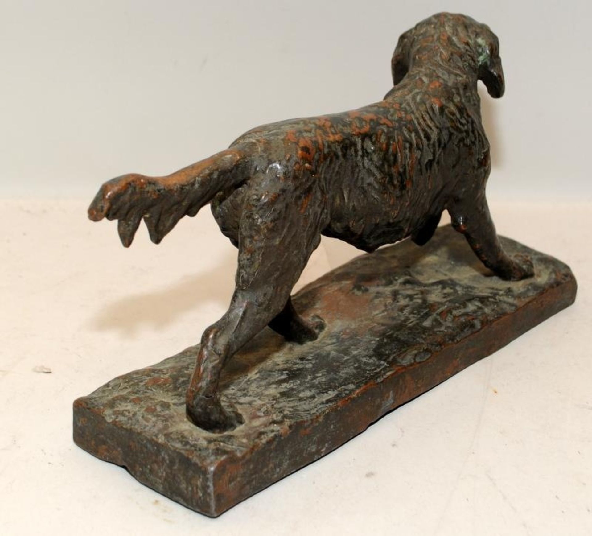 Antique large bronze figure of a hunting dog. O/all 27cms across base. Would originally have been - Image 5 of 6