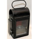 Vintage parrafin/oil carriage lantern, red stop/clear go. 24cms tall including carry handle