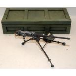 Super quality die cast model 0.50 M2 Browning heavy machine gun and ammunition c/w bespoke wooden