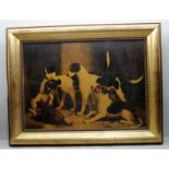Framed print - Favourite Foxhounds by Woodward. O/all frame size 88cms x 69cms