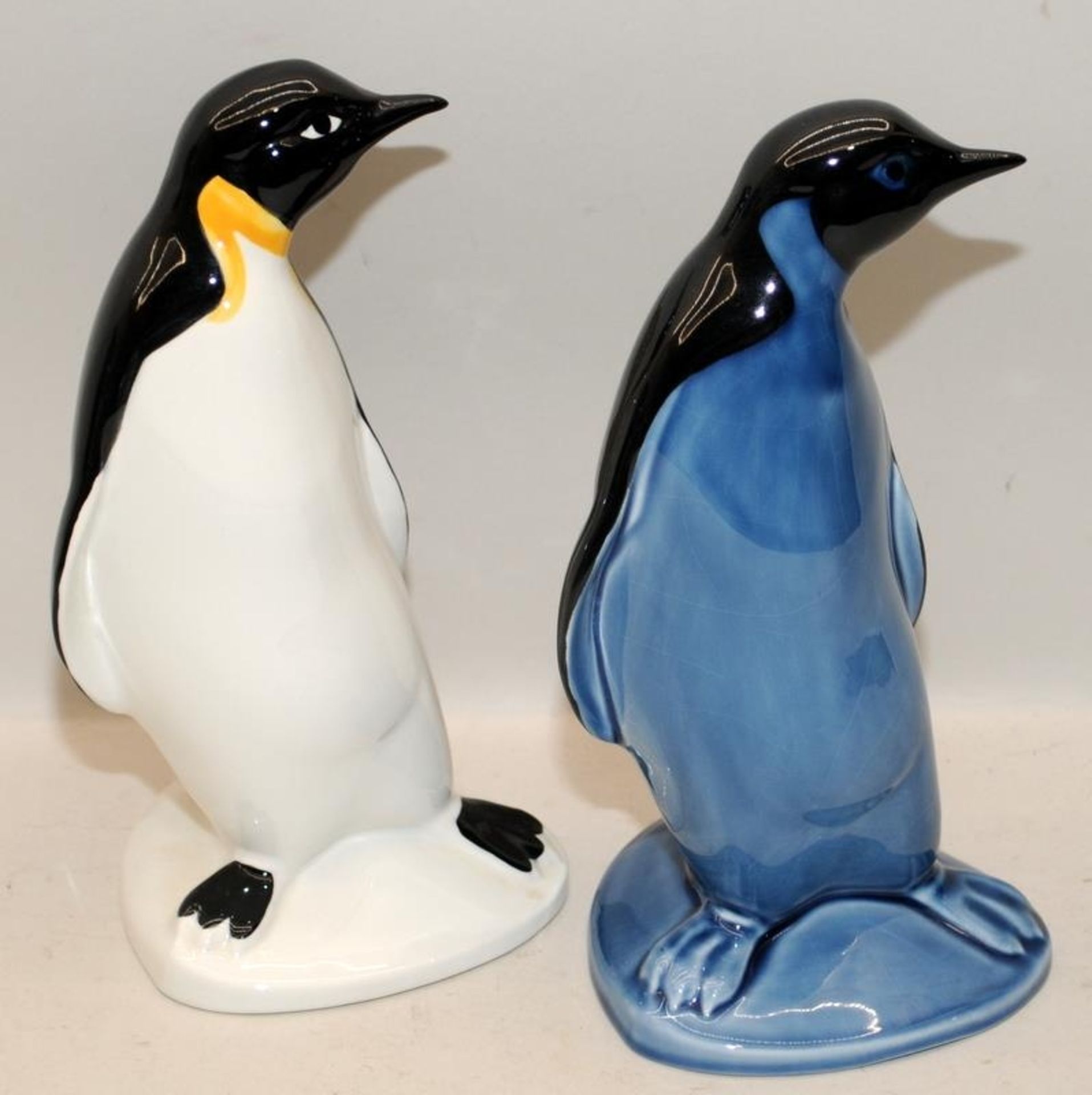 Pair of Poole Pottery large Penguins, one white and one blue. 23cms tall - Image 2 of 4