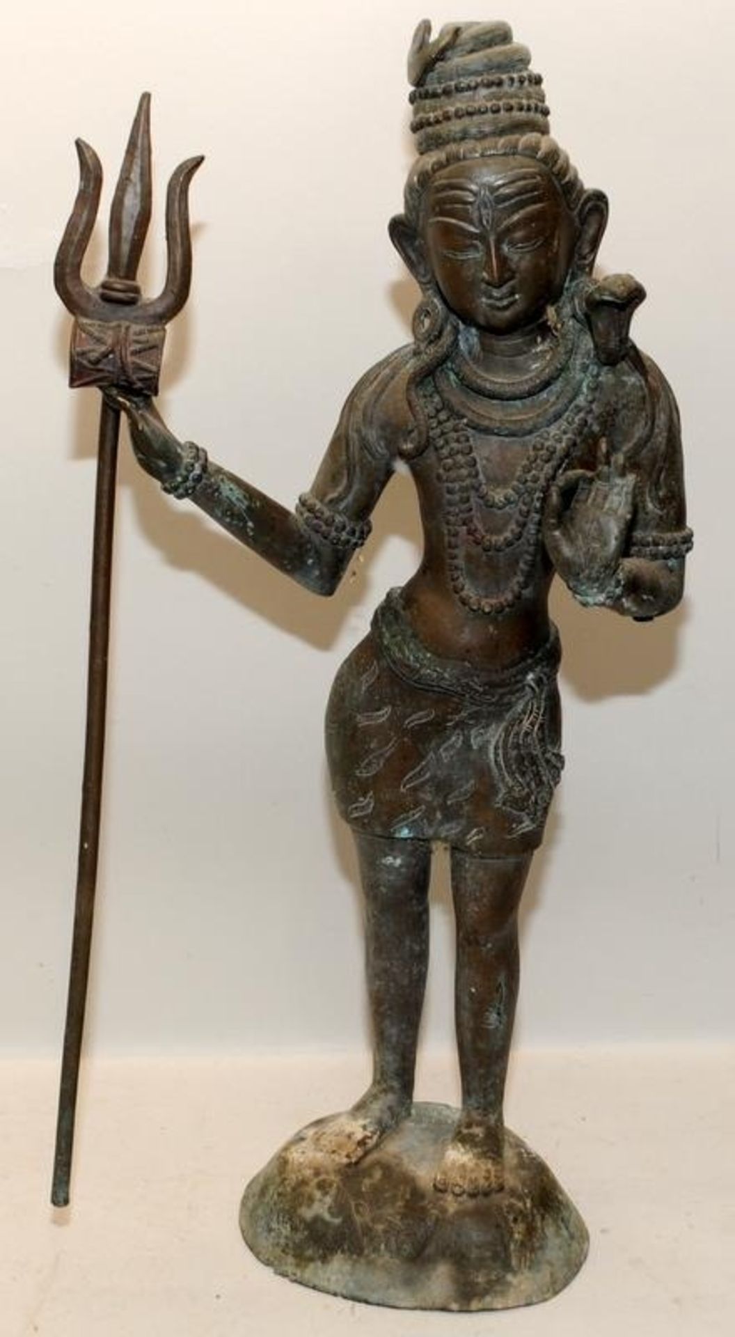 Large vintage cast metal Nepalese figure of Shiva the Destroyer. 54cms tall