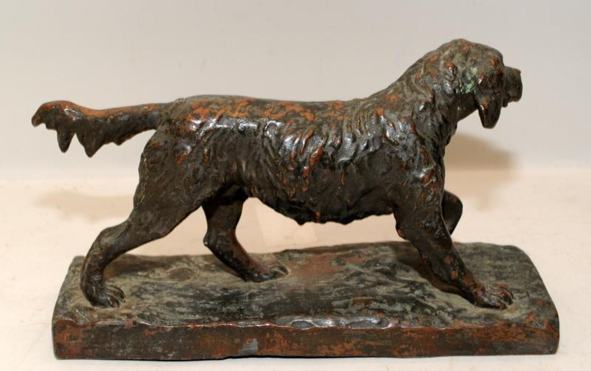 Antique large bronze figure of a hunting dog. O/all 27cms across base. Would originally have been - Image 4 of 6