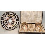 Antique Royal Crown Derby set of six coffee cans and saucers in original presentation case c/w a