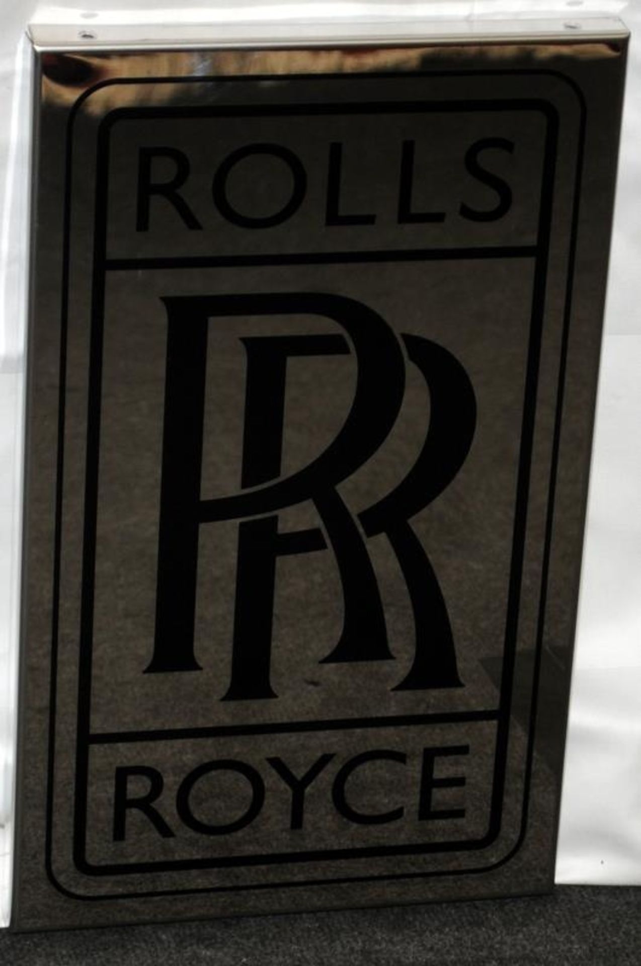 Stainless steel contemporary Rolls Royce advertising sign 27x44cm.