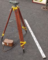 Hilger & Watts SL10-1 vintage theodolite in original fitted leather case together with tripod