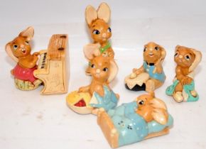 A collection of Pendelfin rabbits. 6 in lot