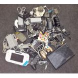 Collection of miscellaneous gaming gear to include consoles, controllers, leads and accessories.