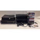 Collection of games consoles to include Xbox and PlayStation together with a quantity of PS3 games