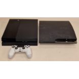 Sony PlayStation 3 slim together with a Sony PlayStation 4 console. Also includes a Dual shock 4