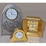Charles Rennie Mackintosh miniature clock together with a Mappin & Webb miniature clock and one