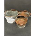 3 small planters with wooden handles. (188)