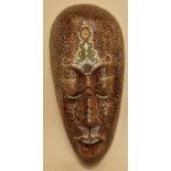 Large wooden tribal mask 51cm in length.