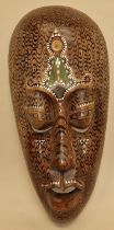 Large wooden tribal mask 51cm in length.