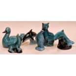 Poole Pottery collection of blue glazed animals (6).