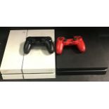 2 X SONY PLAYSTATION CONSOLES. Here we have a couple of Play Station 4 consoles with 2 hand held