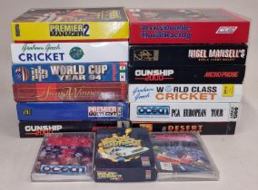 Collection of boxed vintage Amiga computer games.