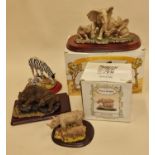 Collection of resin animal figurines to include examples by Leonardo collection and Regency Fine