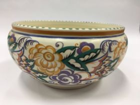 Poole Pottery shape 965 HQ pattern bowl decorated by Hilda Hampton 9.5" dia.