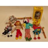 Collection of Pelham and other vintage puppets. Only one is boxed (6).