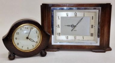 Two vintage oak cased Smiths mantle clocks.