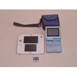Nintendo Game Boy Advance SP console with carry case together with a Nintendo 2DS console and one