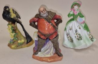 Royal Doulton HN2054 Falstaff figurine together with a Royal Worcester 'Sweet Holly' lady figurine
