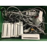 COLLECTION OF VARIOUS Wii GAME CONSOLES AND ACCESSORIES. This box contains 6 Wii consoles along with