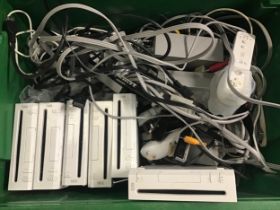 COLLECTION OF VARIOUS Wii GAME CONSOLES AND ACCESSORIES. This box contains 6 Wii consoles along with