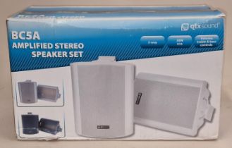 QTX Sound BC5A 2 way amplified stereo speaker set boxed.