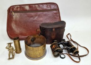 Collection of militaria related items to include binoculars.