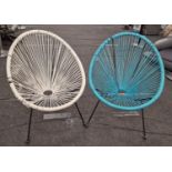 Two wire work chairs with metal frame work 120x70x45cm
