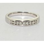 9ct white gold Diamond 1/2 eternity ring size N H/M dia