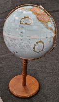 Replogle 16 inch diameter globe "World Classic Series" on pine base.