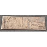 Hardwood carved tribal plaque 100x33cm.