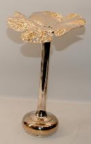 Large contemporary centrepiece chrome candlestick in the form of a single flower. 39cms tall