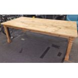 Large Farmhouse 6 plank kitchen table set on turned and square supports