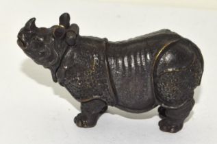 Brass vesta case in the form of a rhino